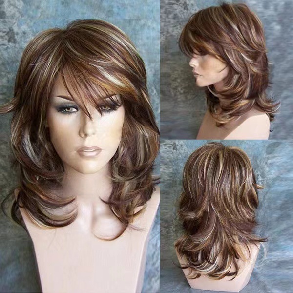 Parrucca sintetica lunga ricci gradienti multicolore donna_voghion.com