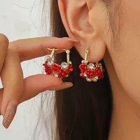 Сетка красная новая красная роза цветочная корзина застежки для ушей женская мода изысканные высококачественные иностранные серьги темперамент тонкие серьги