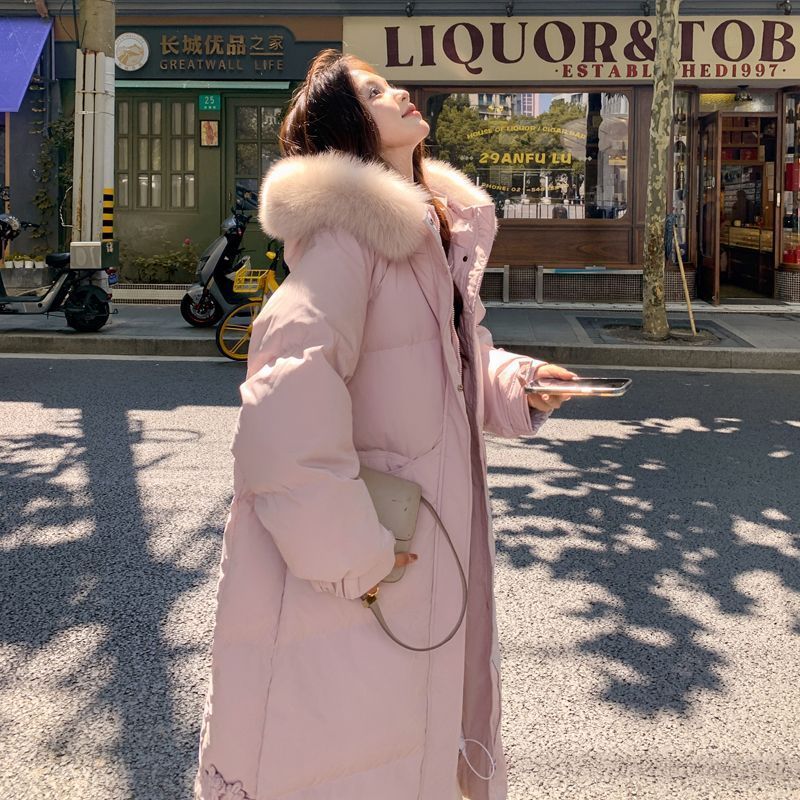 反季韩版女大牌清仓特价外套冬季中长款过膝棉服新款毛领