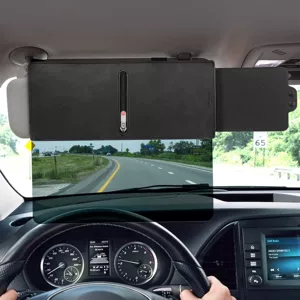 Car polarized sun visor with zipper, expandable polarized anti-glare shield, anti-glare three-sided sunshade panel