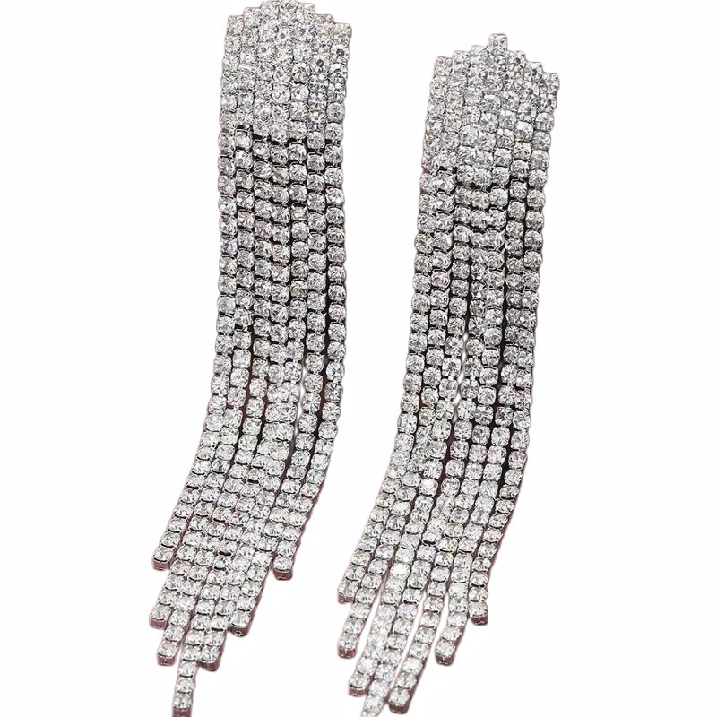 2022 Venta caliente elegante rhinestone garra cadena pendientes europeos y americanos estilo frío largo completo diamante borla pendientes Corea del Sur pendientes