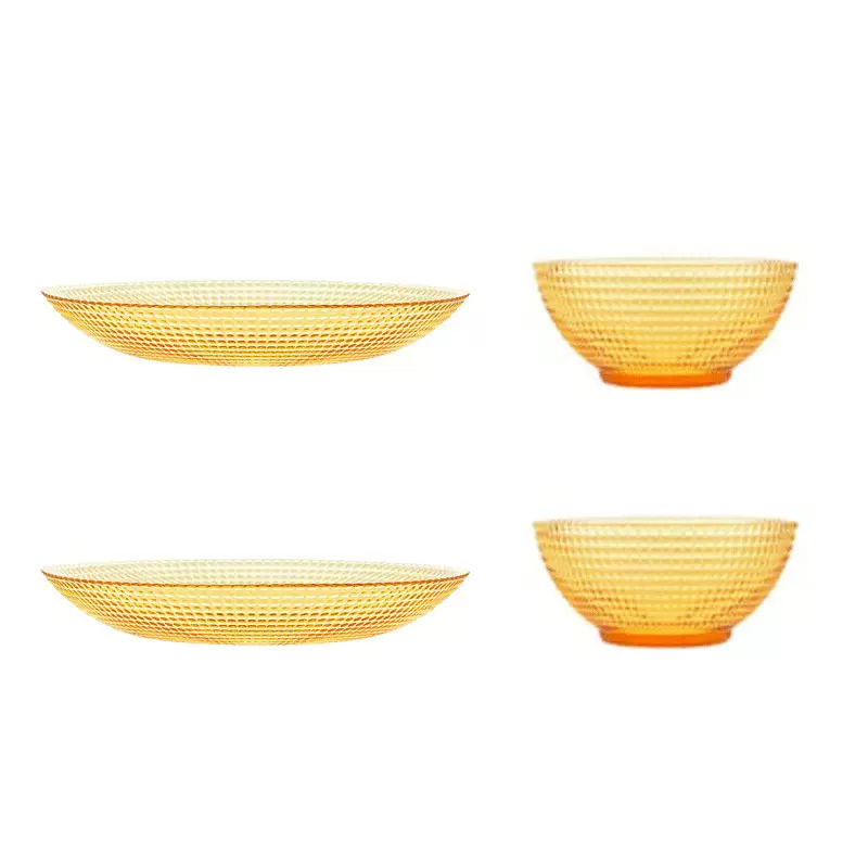 康宁晶铂餐具4件组 家用饭碗面碗汤碗玻璃碗盘 耐高温高颜值