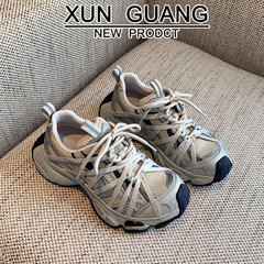 真皮老爹鞋女款2025新款秋冬季女鞋轻便厚底女鞋小个子增高休闲鞋