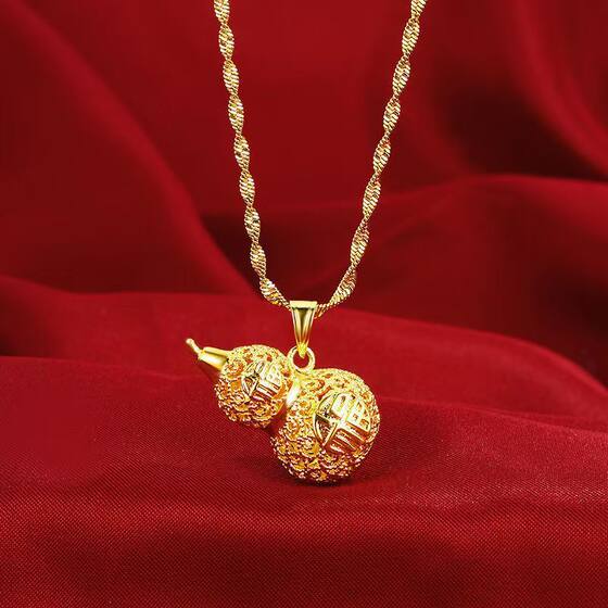 Live Drainage Imitation Vietnamese Sand Gold Hollow Bag Pendant Necklace Exquisite Fashion Flower Blooming Rich Flower Necklace Women