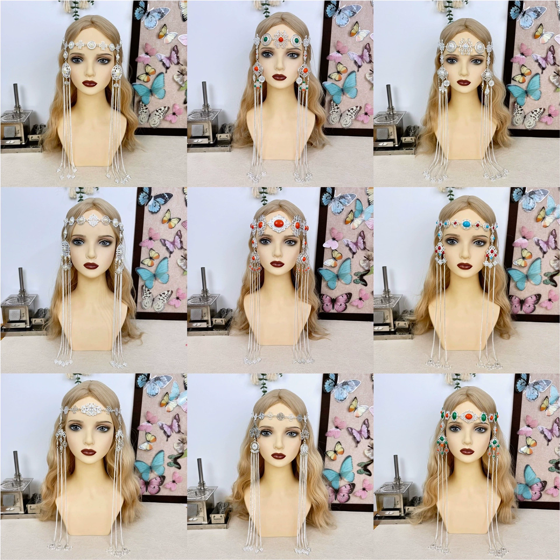 Монгольский головной убор с кисточками, повязка на голову, свадебный этнический стиль, аксессуары для волос, цепочка для волос, праздничные праздничные принадлежности