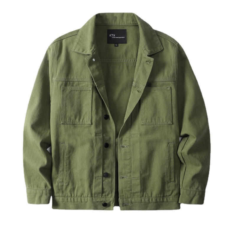 Guapo chaqueta de ropa de trabajo para hombres del todo fósforo slim fit Plus tamaño casual solapa chaqueta de mezclilla chaqueta juvenil ropa exterior para hombres