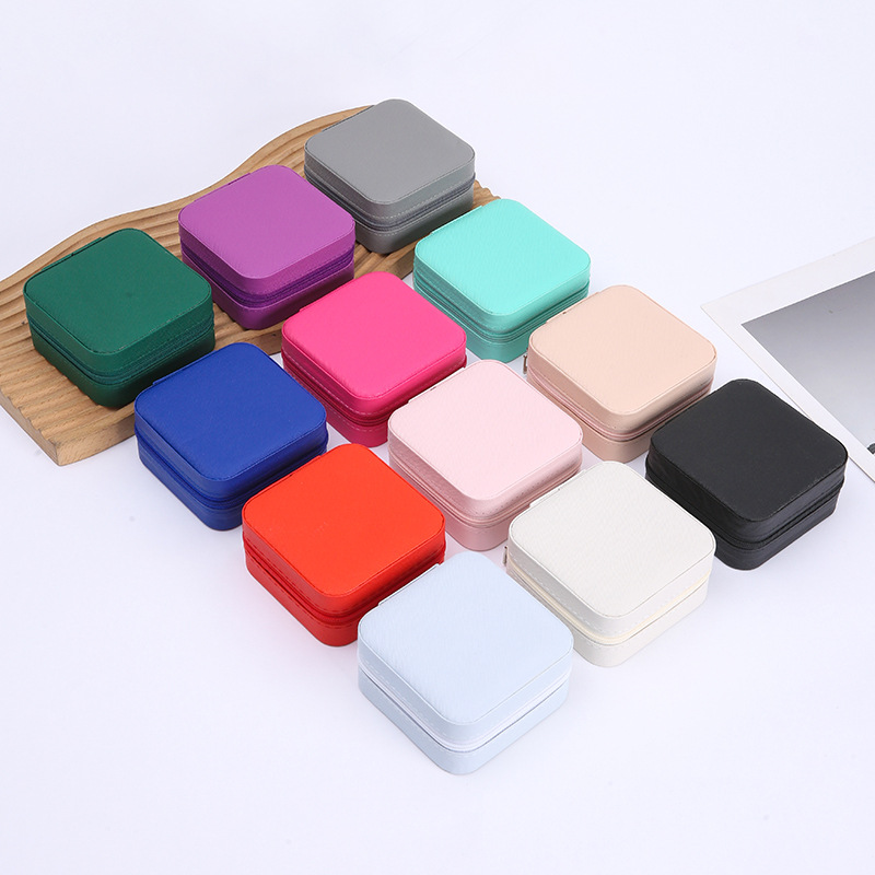 Mini caja de joyería cuadrada simple portátil, caja de anillo, pulsera, collar, pendiente, caja de almacenamiento, caja de joyería exquisita de alta gama