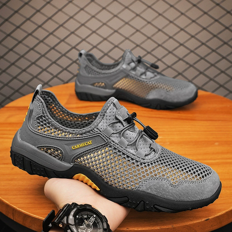 Мужские летние кроссовки 2024 года, дышащие, из крупнозернистой сетки, для бега и повседневной носки, легкие, для активного отдыха