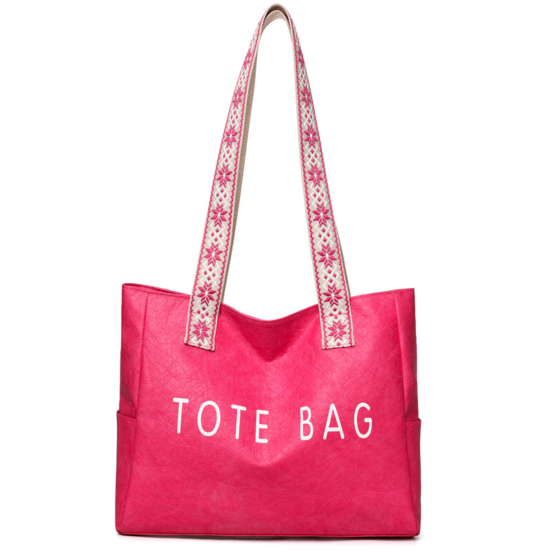Spring/Summer New Simple Fashion Retro Large Capacity Tote Bag Versatile Cowhide Texture Handbag For Women - Thumbnail 8