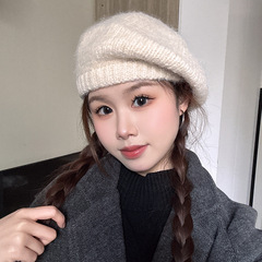 韩国兔毛贝雷帽子女秋冬复古日系画家帽韩版百搭显脸小保暖蓓蕾帽