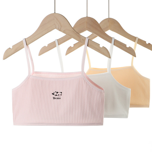 Developmental underwear for schoolgirls, girls, tube tops, little girls, and older children's camisole, cotton, anti-bulge and breathable