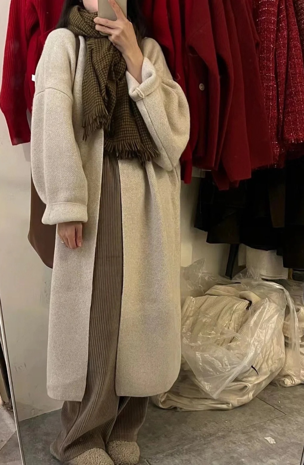 Retro Langer Cardigan Pullover Damen Oversize Strickmantel Weicher Loose Fit V-Ausschnitt Offener Frontmantel_voghion.com