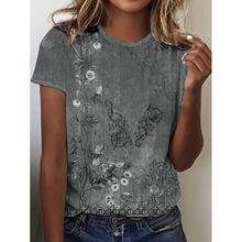A 40822 Vintage printed crewneck short-sleeve ����ӡ��Բ���