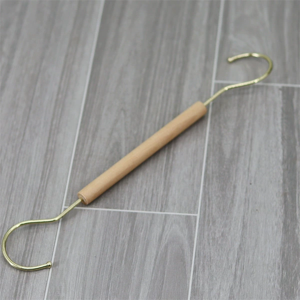 33CM solid wood double gold hook