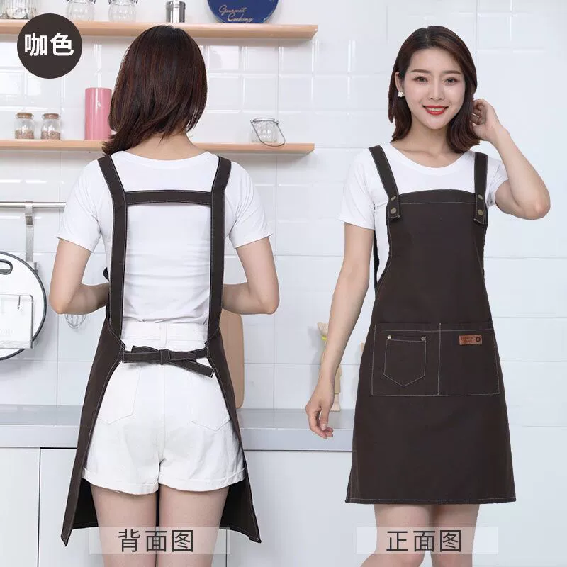 Модный хлопковый холщовый Фартук с логотипом, дизайн ногтей, магазин чая с молоком, домашняя рабочая одежда, износостойкая джинсовая ткань