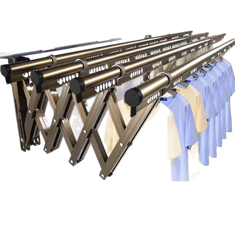 Прочная телескопическая штанга для сушки белья на балконе, складная раздвижная вешалка для одежды