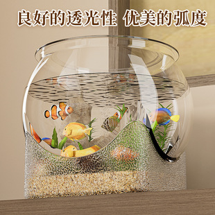 Landscaping Fish Tank Small Household Large Diameter Round Fish Tank Desktop Integrated Fish Tank Micro Landscape Key Storage Box