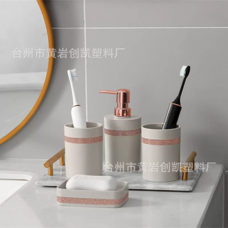 High-end set, container, toothbrush, soap holder for hotel, 4 piece set