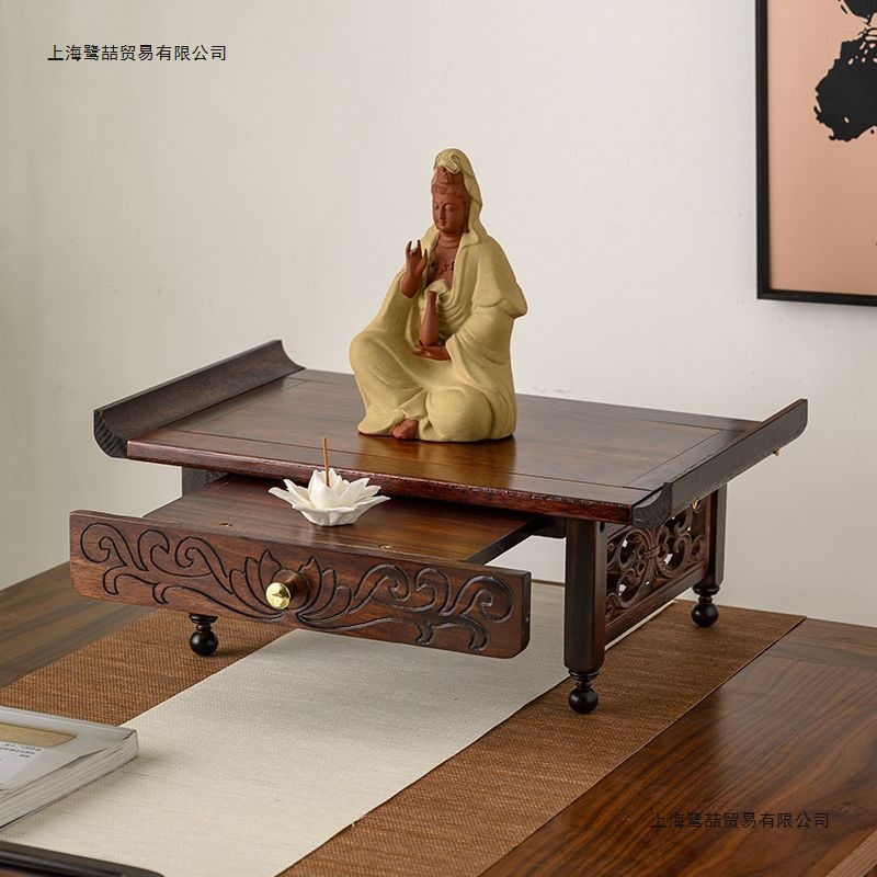 Desktop Small Offering Table for Home Use, Buddhist Altar Incense Table, Solid Wood Shrine, New Chinese Style Strip Table, God of Wealth Offering Table