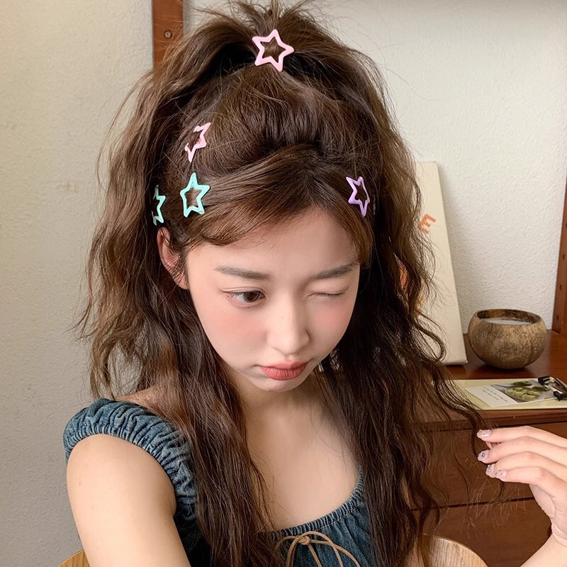 多巴胺星星发夹y2k少女心侧边刘海夹前额小夹子网红款可爱头饰|undefined