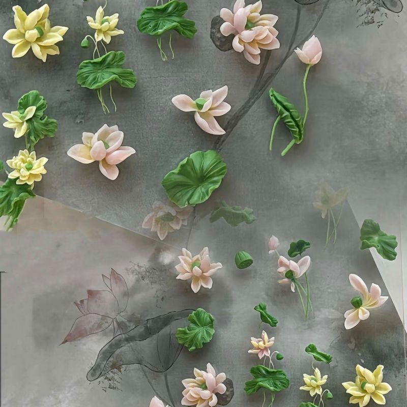 新しいマニキュアモールドプール蓮とスズランの花 DIY 高透明シリコーン彫刻ブティック交換用ネイル|undefined