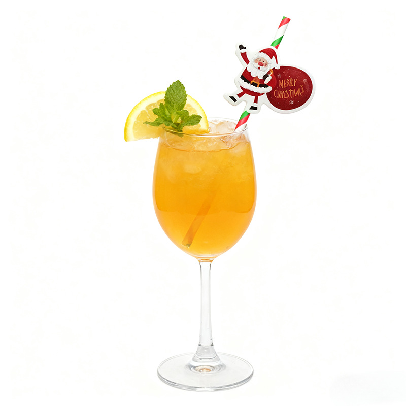 Papá Noel de fiesta de Navidad transfronteriza paja desechable postre pastel cóctel paja decorativa