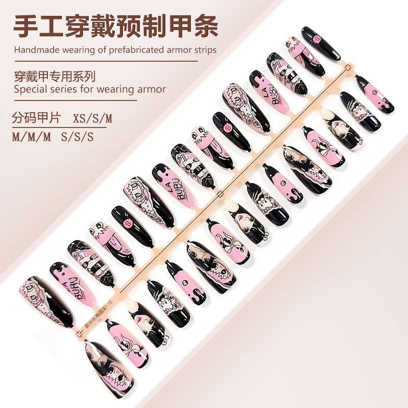 S281-Tianku Millennial Hot Girl Wearing Nails Manga Fuji River Pre-Made Nails Finished Long Style Personalized Removable Nails