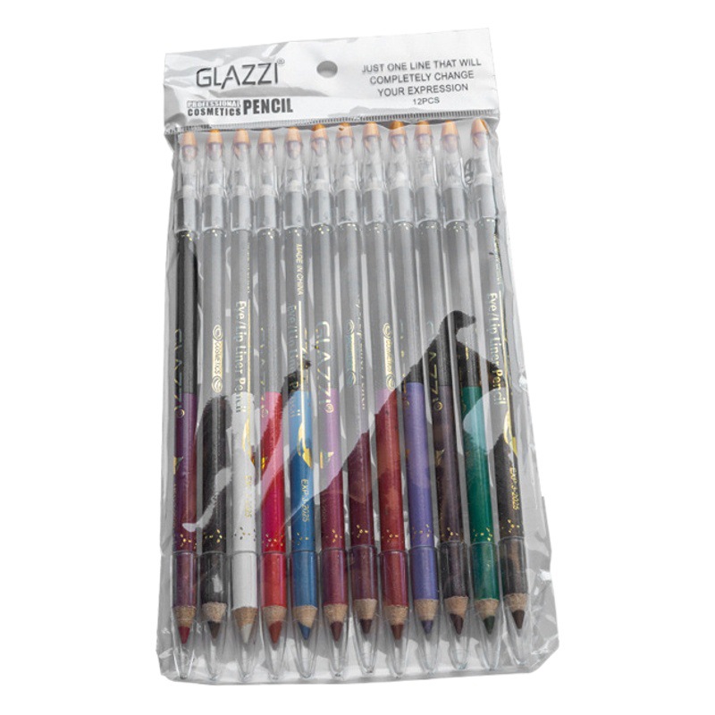 GLAZZI delineador de labios Lápiz Delineador de Ojos de doble cabeza con cuchillo cepillado impermeable lápiz de cejas maquillaje pluma maquillaje entrega de una pieza