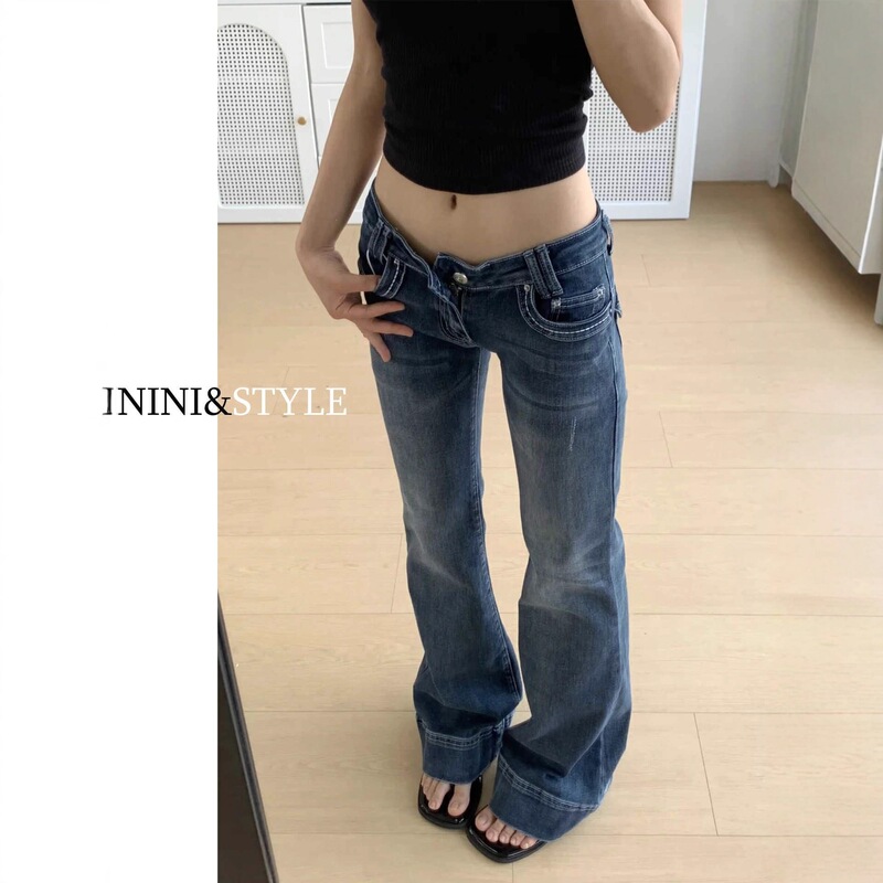 Yimengling Style Low-Waist Flared Jeans for Women, New Autumn and Winter Slim-Fit Hot Girl American Retro Bell-Bottom Pants Yimengling Style Low-Waist Flared Jeans for Women, New Autumn and Winter Slim-Fit Hot Girl American Retro Bell-Bottom Pants