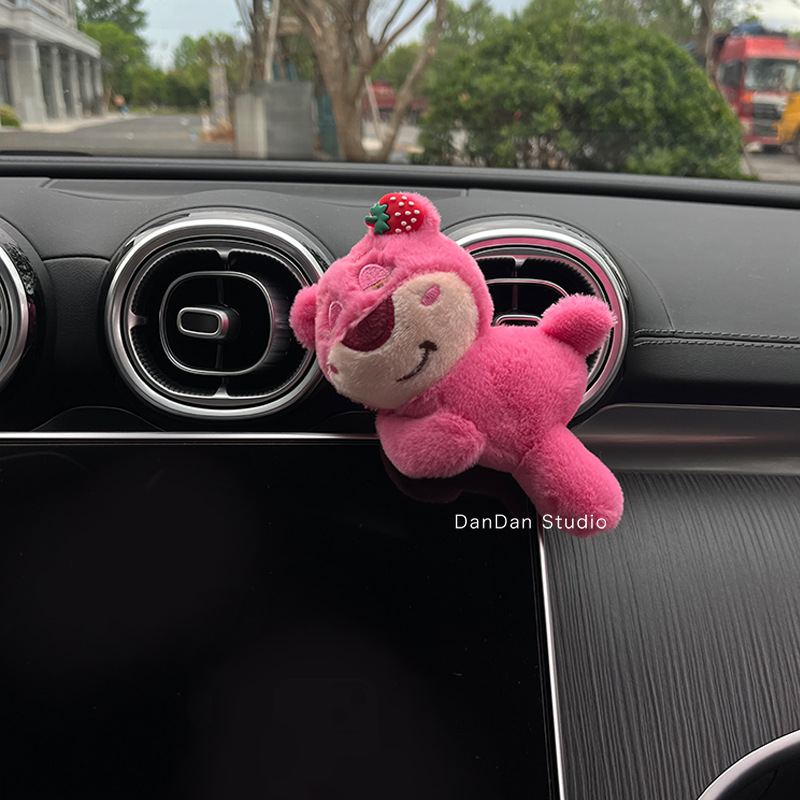 Strawberry Bear Car Fender Decoration Wiper Turn Signal Plush Doll Ornament Cute Creative Girl Gift