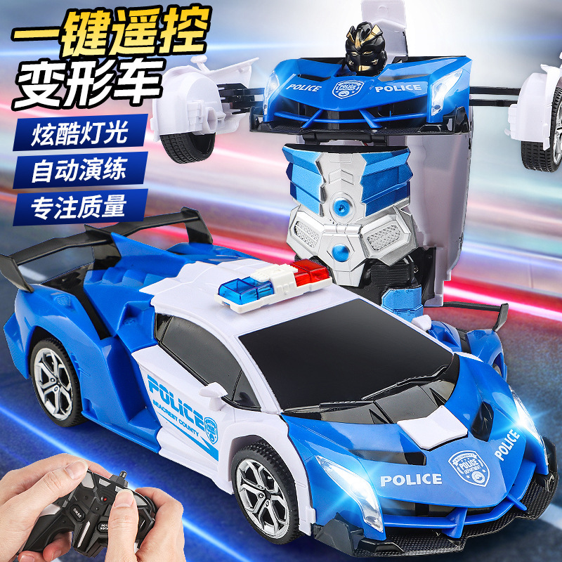 Remote Control Car 1:18 One-Click Remote Control Transforming Car Robot Toy Kidsren's Remote Control Transforming Cross-Border Export Stall