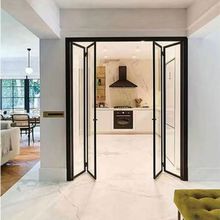 折叠门极窄玻璃吊轨折叠门铝镁钛合金折叠门厨房卫生间折叠门