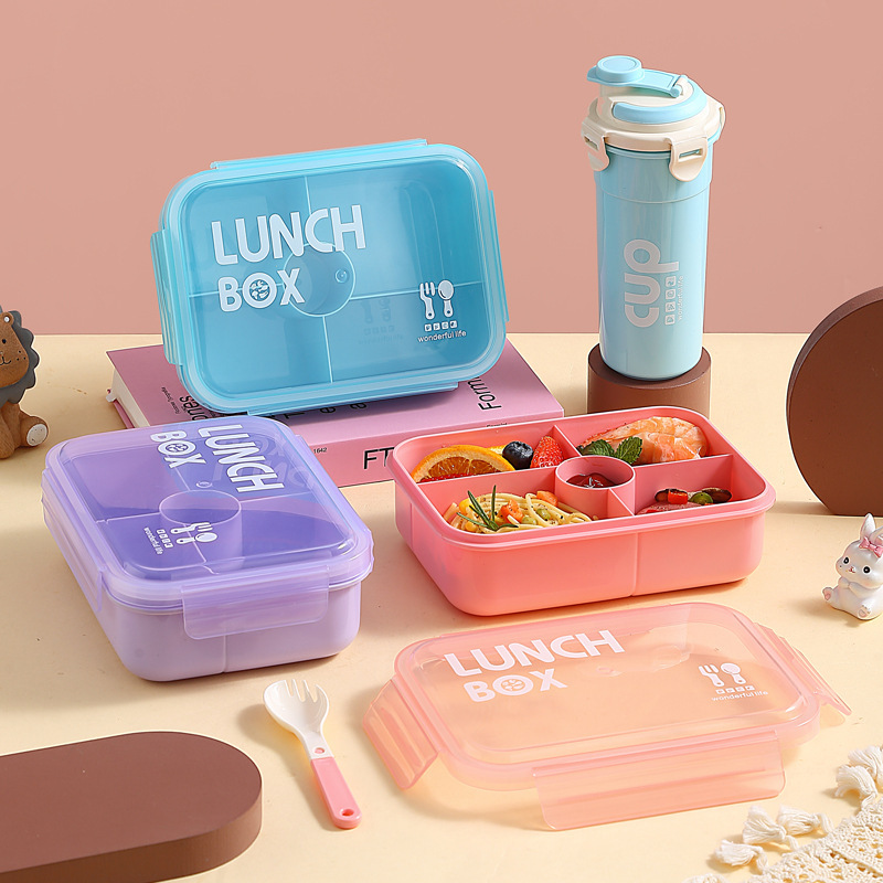 Caja de almuerzo multipropósito para estudiantes de oficina puede calentar la caja de almuerzo de microondas con cierre con cubiertos personalizados