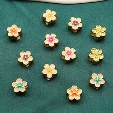 潮流国风古法哑金色梅花 DIY环保锌合金花朵桃花手链通孔大孔隔珠