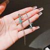 Silver needle, bamboo asymmetrical universal earrings, silver 925 sample, Chinese style, light luxury style