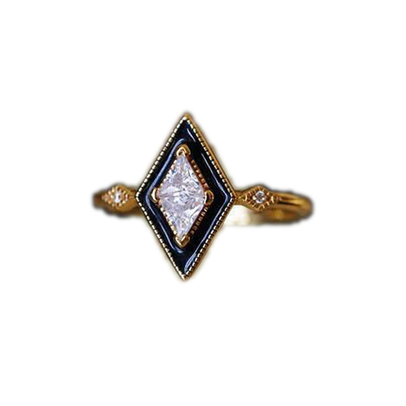 Daily Occasion Copper Material Geometric Pattern Women'S Gender Plating, Inlay Design Retro Geometric Copper Plating Inlay Zircon Open Rings