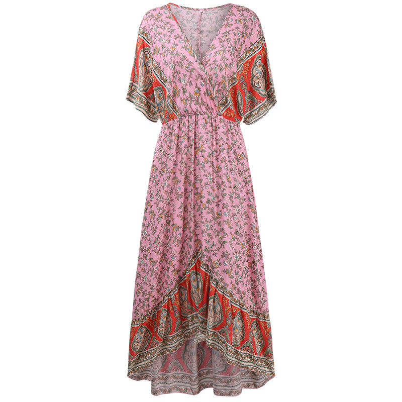 Vestido floral de manga corta bohemio de verano para mujer nihaostyles ropa al por mayor NSSA71893