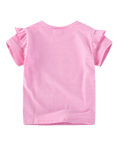 Girls' T-shirt Summer Wear: Cute Patterned Kids' Top with Crew Neck and Short Sleeves—Perfect for European and American-Style Little Ones