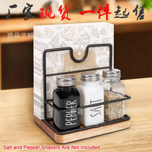 现货代发木制餐巾纸架纸巾收纳架铁木结合纸巾存储架木质纸巾架