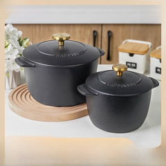 Small Happiness Cast Iron Stew Pot Household Multifunctional Cooker Non-stick Mini Rice Cooker Porridge Soup Pot