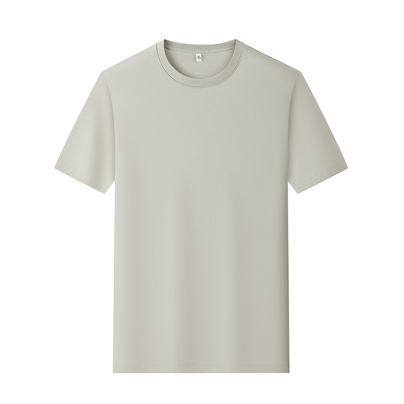 80 hombres de hombro recto, lujo ligero, alta calidad, color sólido, media manga, camiseta de manga corta, algodón de caballo, camiseta para hombres, personalización de verano