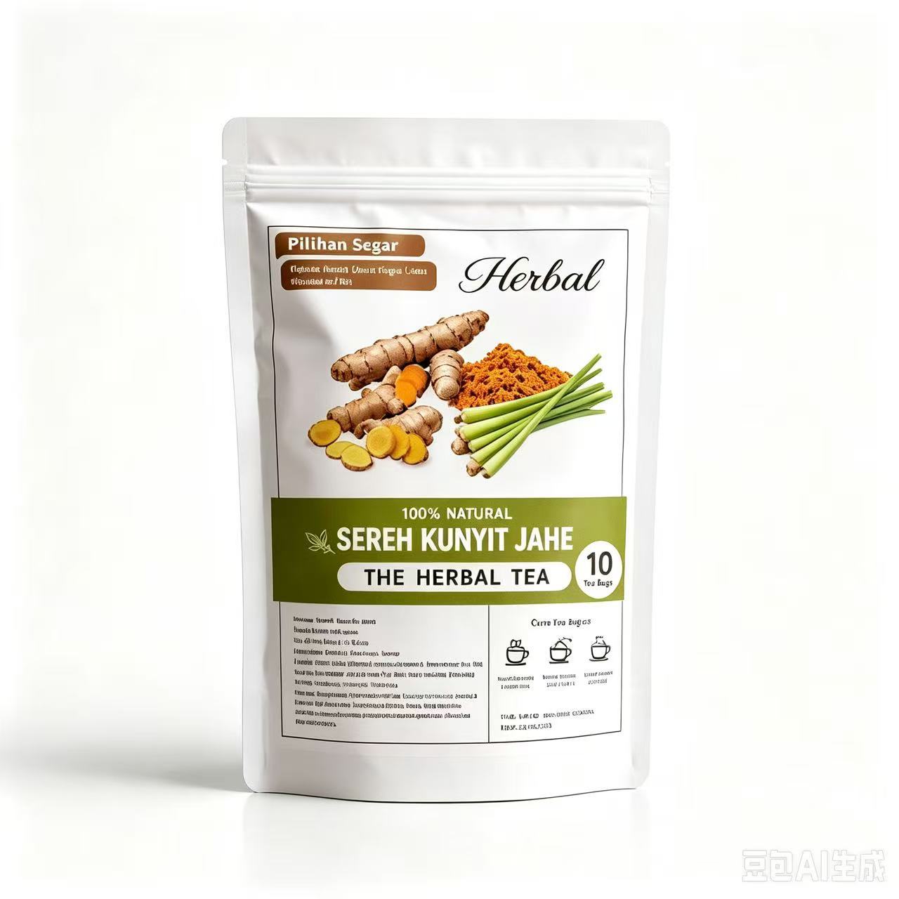 Sereh Kunyit Jahe Herbal Tea Turmeric Ginger Cinnamon Cold Brew Sachets 20g Sugar Free overview