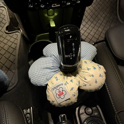 Decoration Car Gear Cover Gear Seat belt shoulder pad - gear-handle-cover-blue-stripe