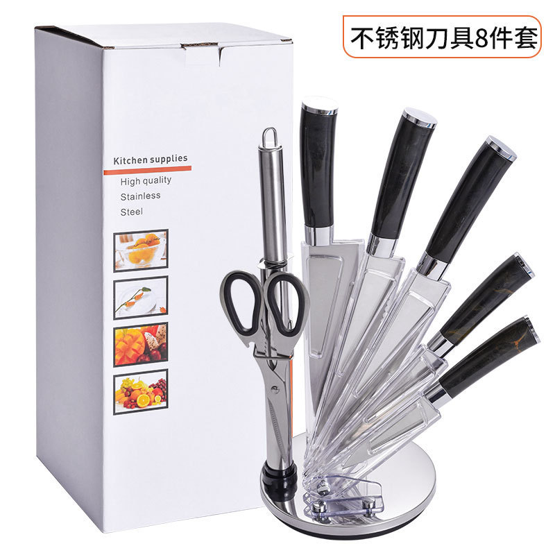 Herramientas de cocina domésticas de acero inoxidable con acrílico que almacena cuchillo de cuchillo de corte de carne