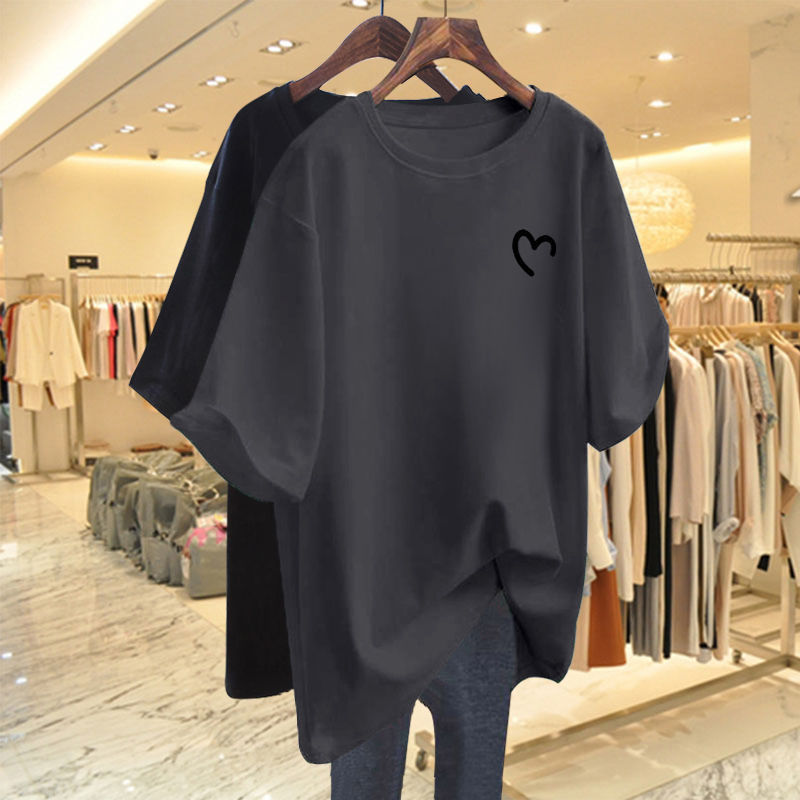 Summer dress high-grade foreign-style fattening plus size 300kg MM short sleeve T-shirt long loose maternity dress belly-covering coat