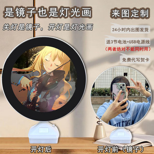 April is your lie. There is a round mirror light painting around Ma Gongsheng. Bedroom two-dimensional desktop decorative lights