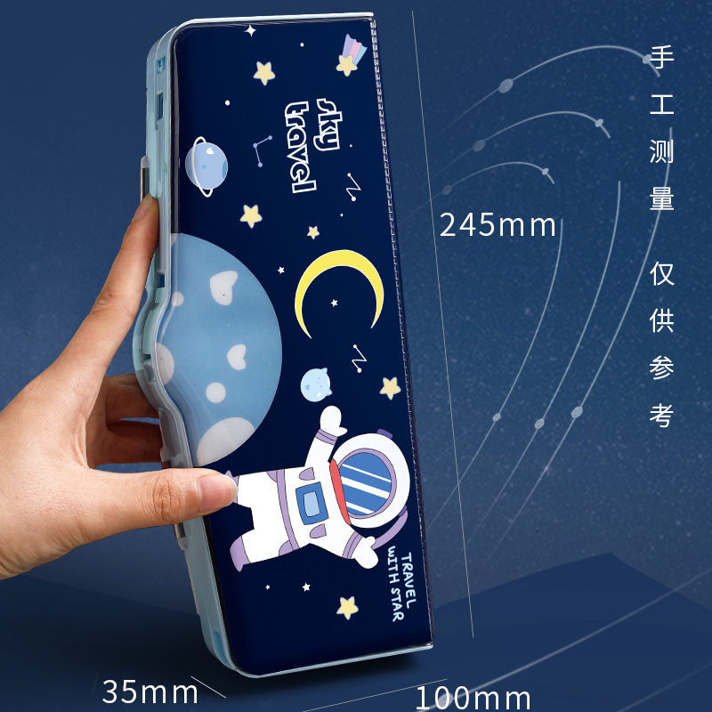 Espacio Astronauta papelería caja Escuela Primaria niños y niñas botón Oficina Almacén multi-función deformación lápiz caso tijeras