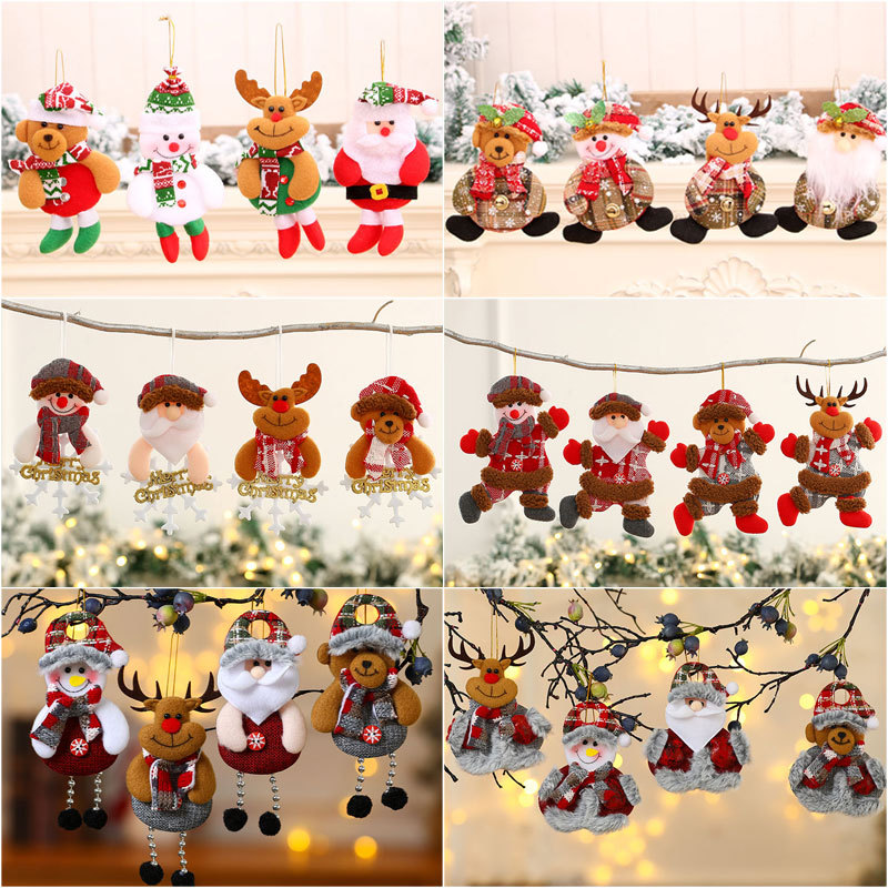 Christmas decorations old man snowman deer Christmas gift small pendant plush doll Christmas tree pendant supplies
