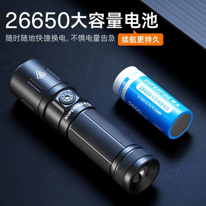 Personalizado Shenhuo Linterna con zoom de luz fuerte Carga multifunción Led de largo alcance al aire libre impermeable 26650 linterna al por mayor