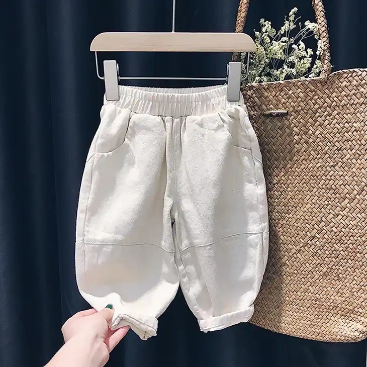Primavera y otoño nuevos bebés de moda jeans casuales para niños pequeños y medianos pantalones de rábano de estilo extranjero pantalones largos de Harlan image 6